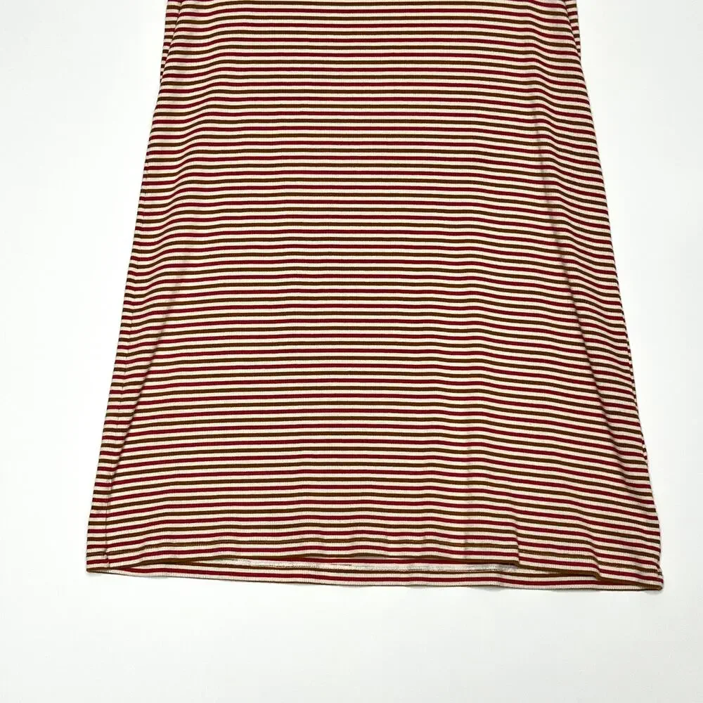 Madewell Swingy Tee Dress in Stripe Red Burnt Orange White Womens Medium - Picture 5 of 11